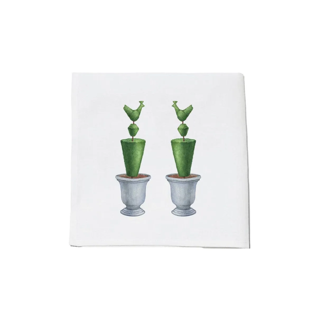 ----------Set of 4 Illustrated Topiary Cocktail Napkins---------