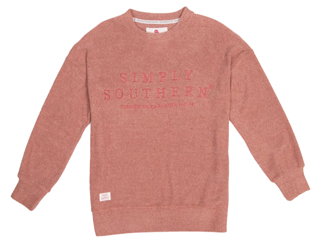 Simply Southern Brick Terry Pullover Soft Crew Sweatshirt