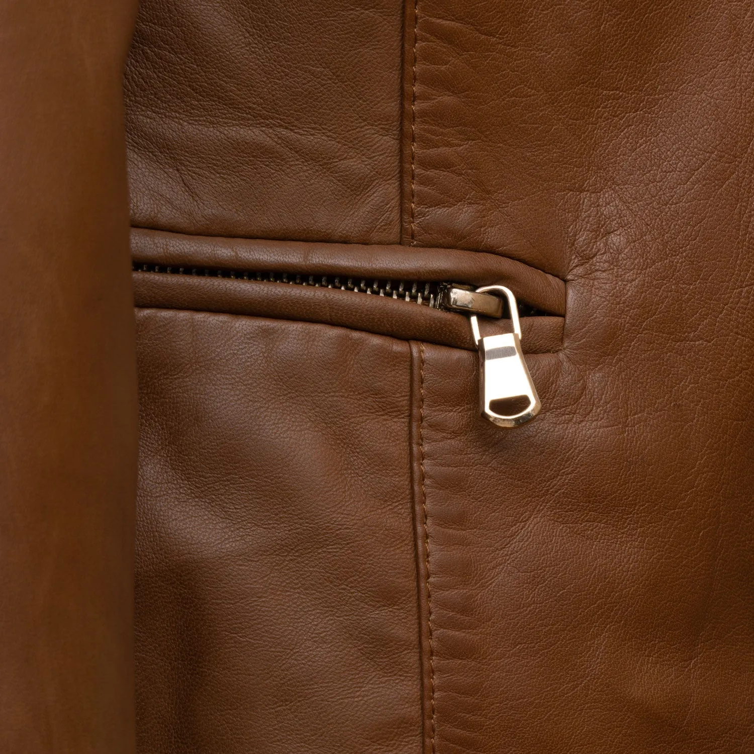 Sophie: Women's Tan Collarless Leather Jacket