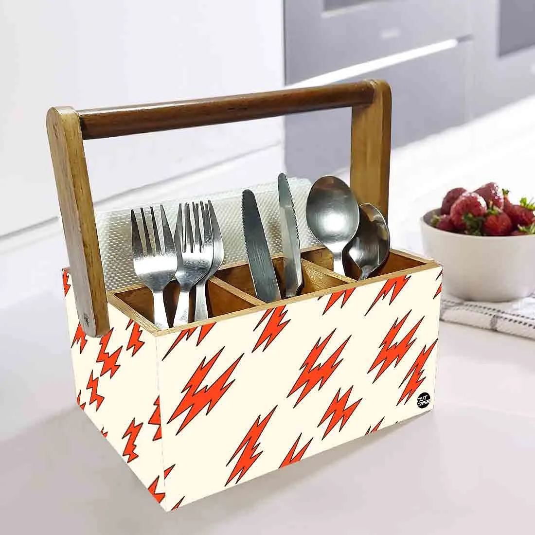 Spoon Stand for Dining Table Forks Knives Tissue Organizer - Red Flash