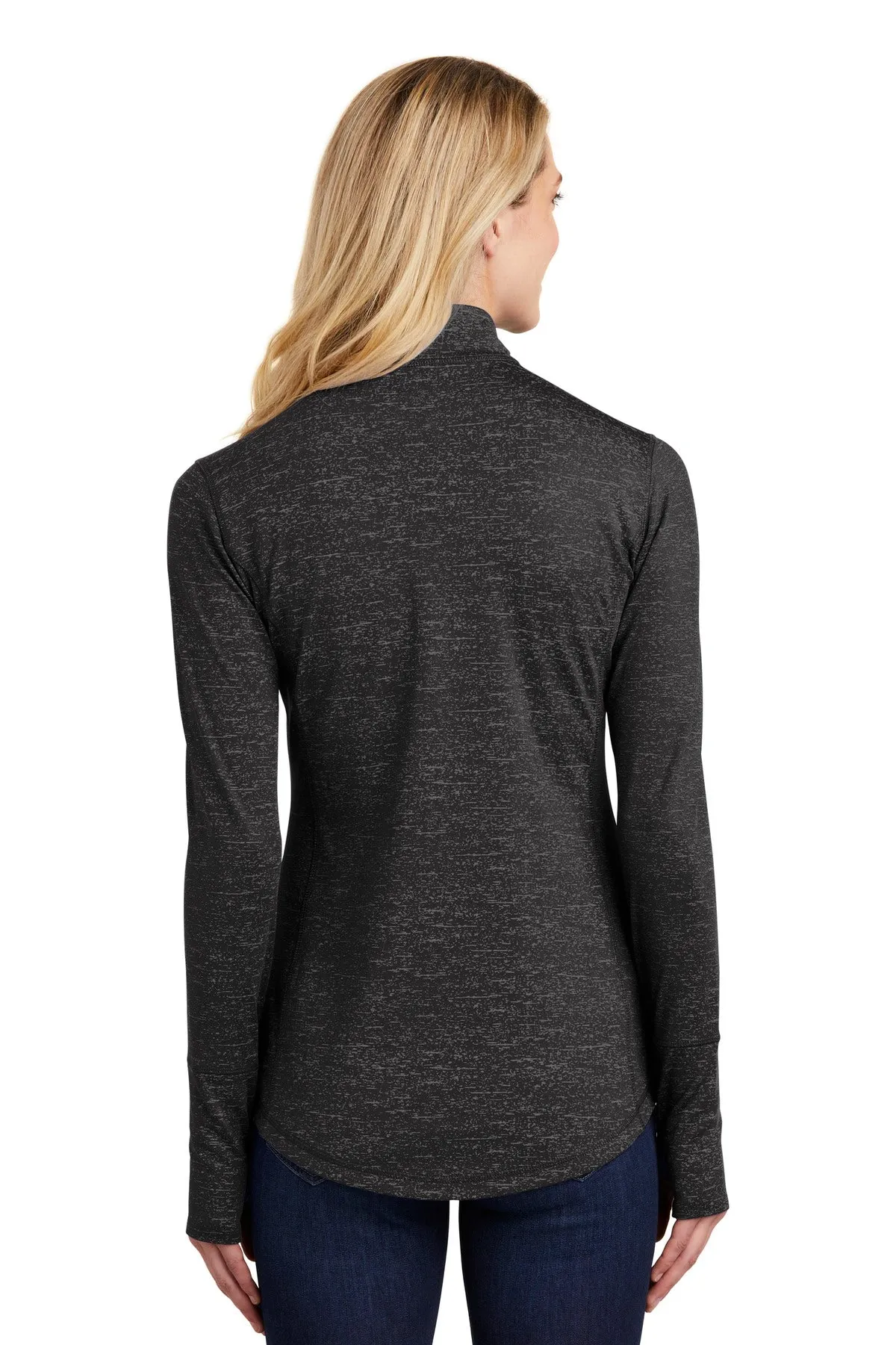 Sport-Tek Women's Sport-Wick Stretch Reflective Heather 1/2-Zip Pullover LST855