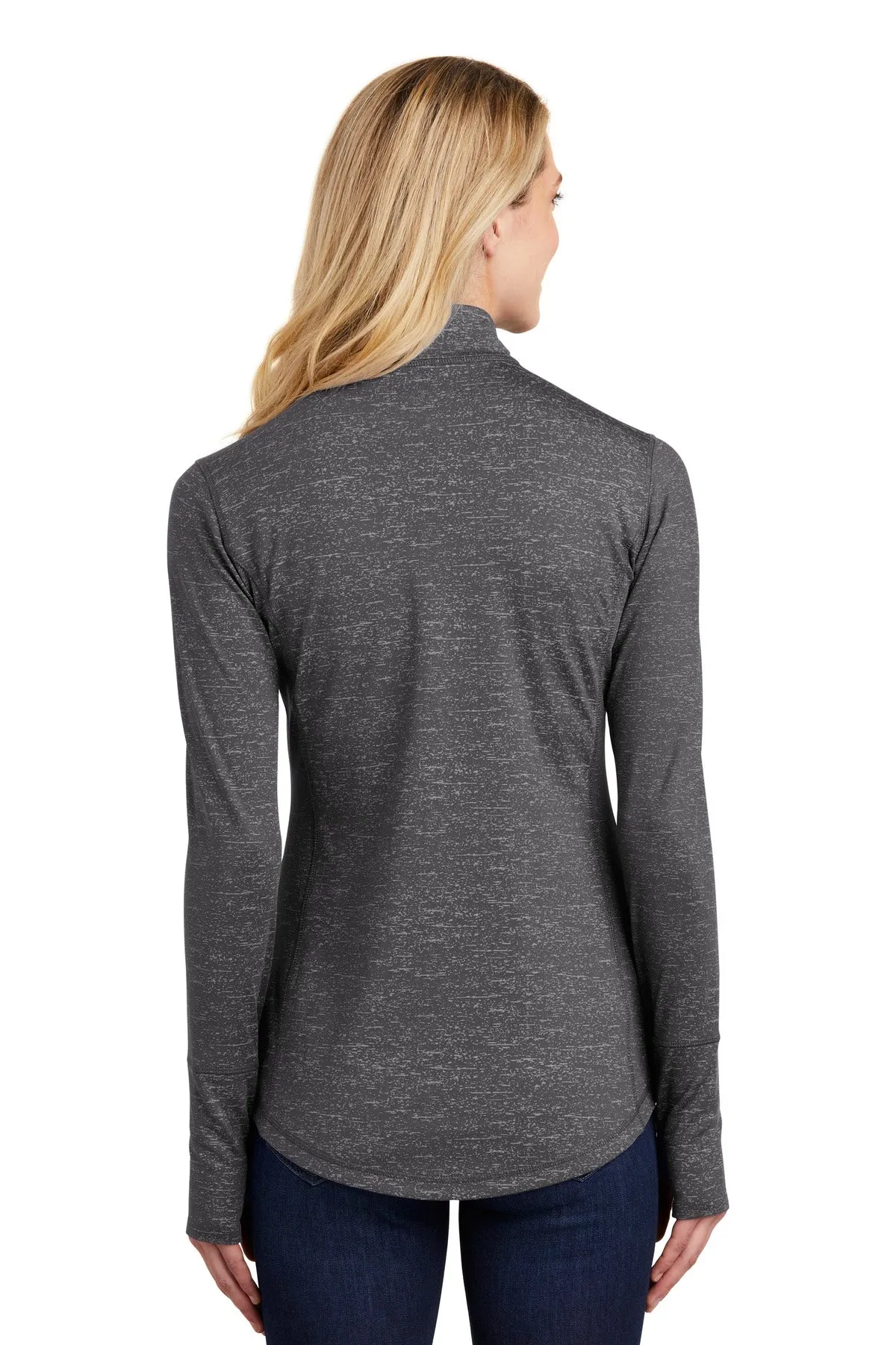 Sport-Tek Women's Sport-Wick Stretch Reflective Heather 1/2-Zip Pullover LST855