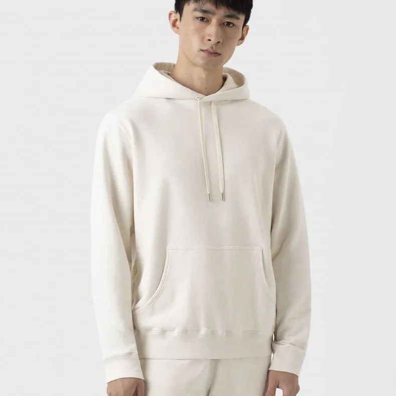 Sunspel Cotton Loopback Overhead Pullover Hooded Sweatshirt (Undyed)