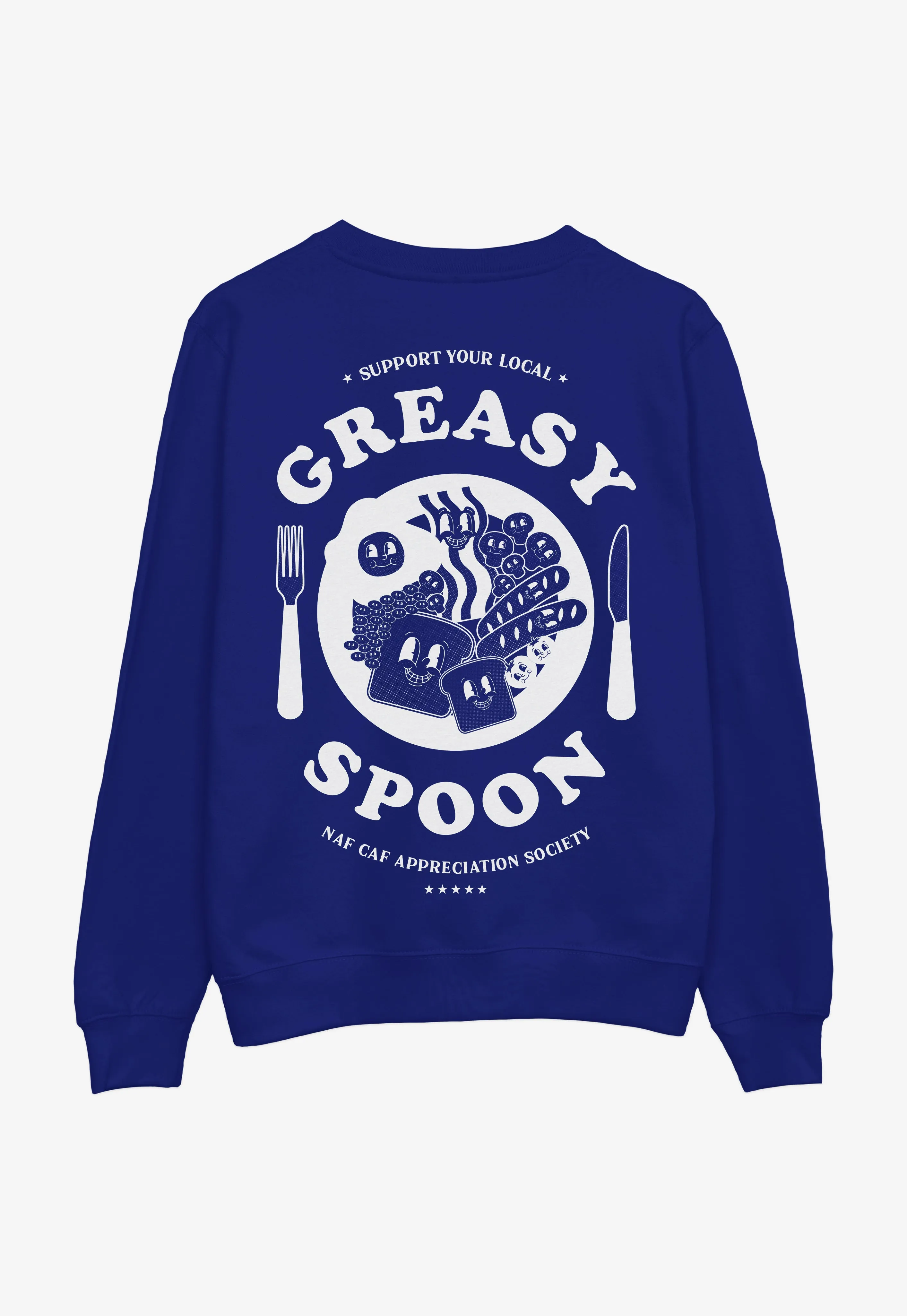 Support Your Local Greasy Spoon Sweatshirt in Blue