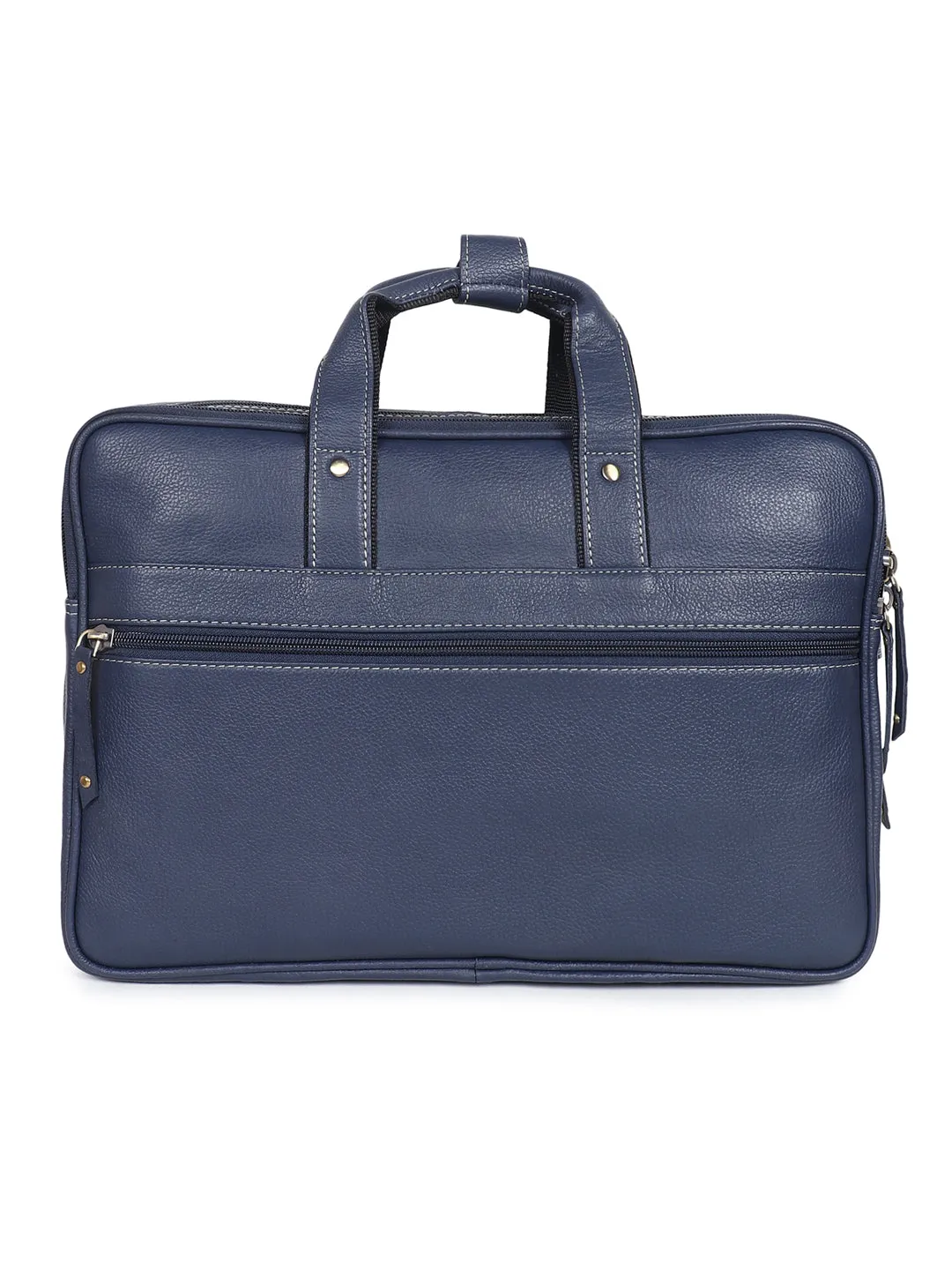 Teakwood Blue Solid Genuine Leather Laptop bag