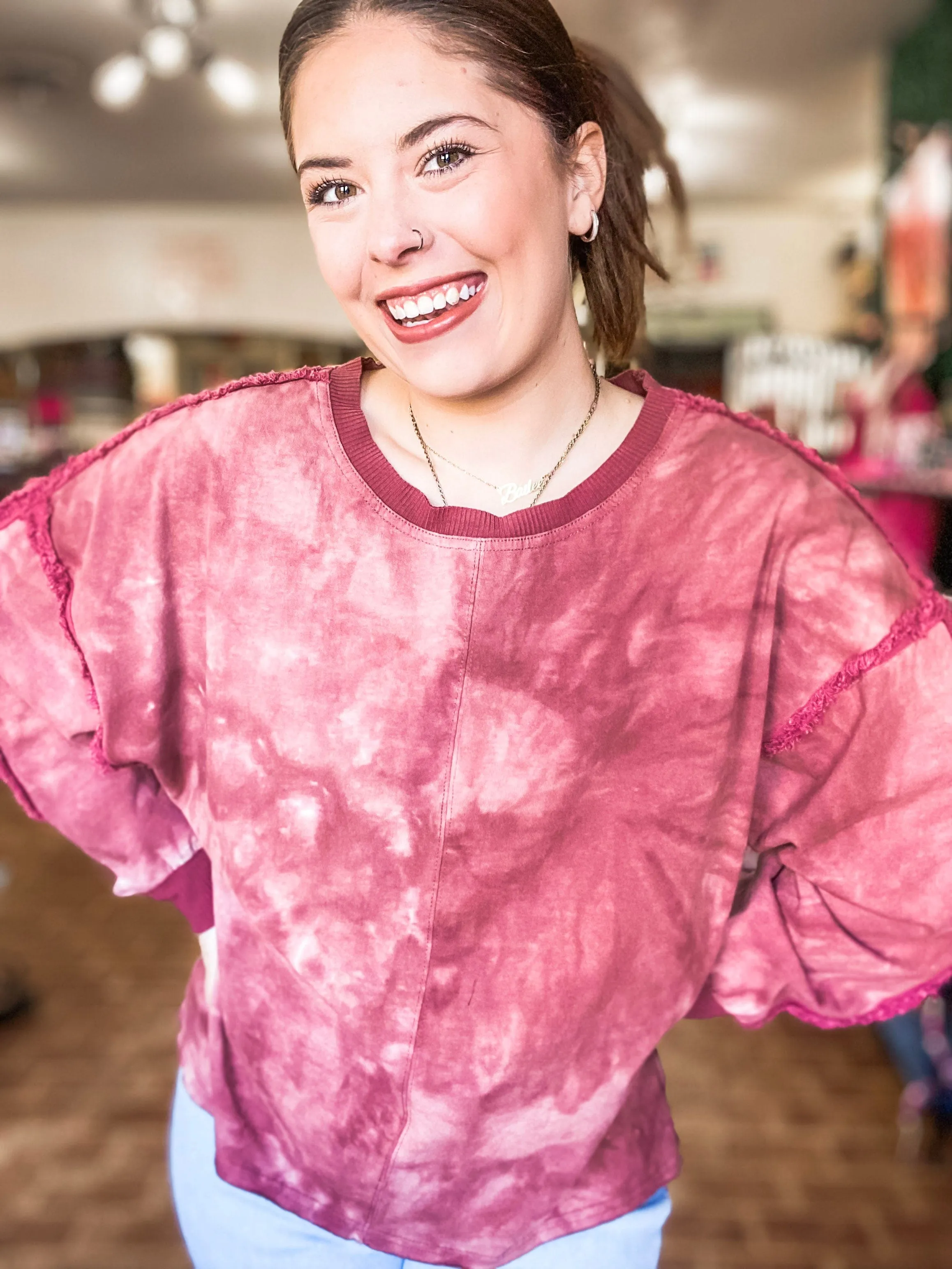 Tie Dye Maroon Pullover