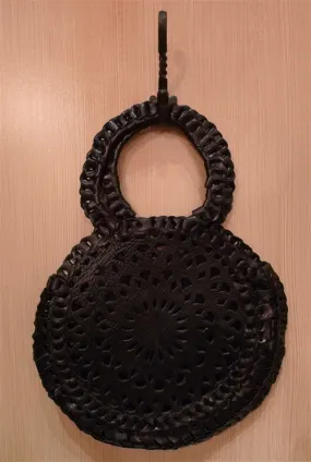 Toobkal Black Leather Circle Bag