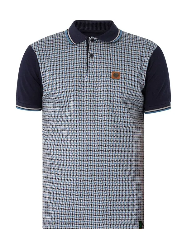 Trojan Houndstooth Panel Polo Shirt - Navy