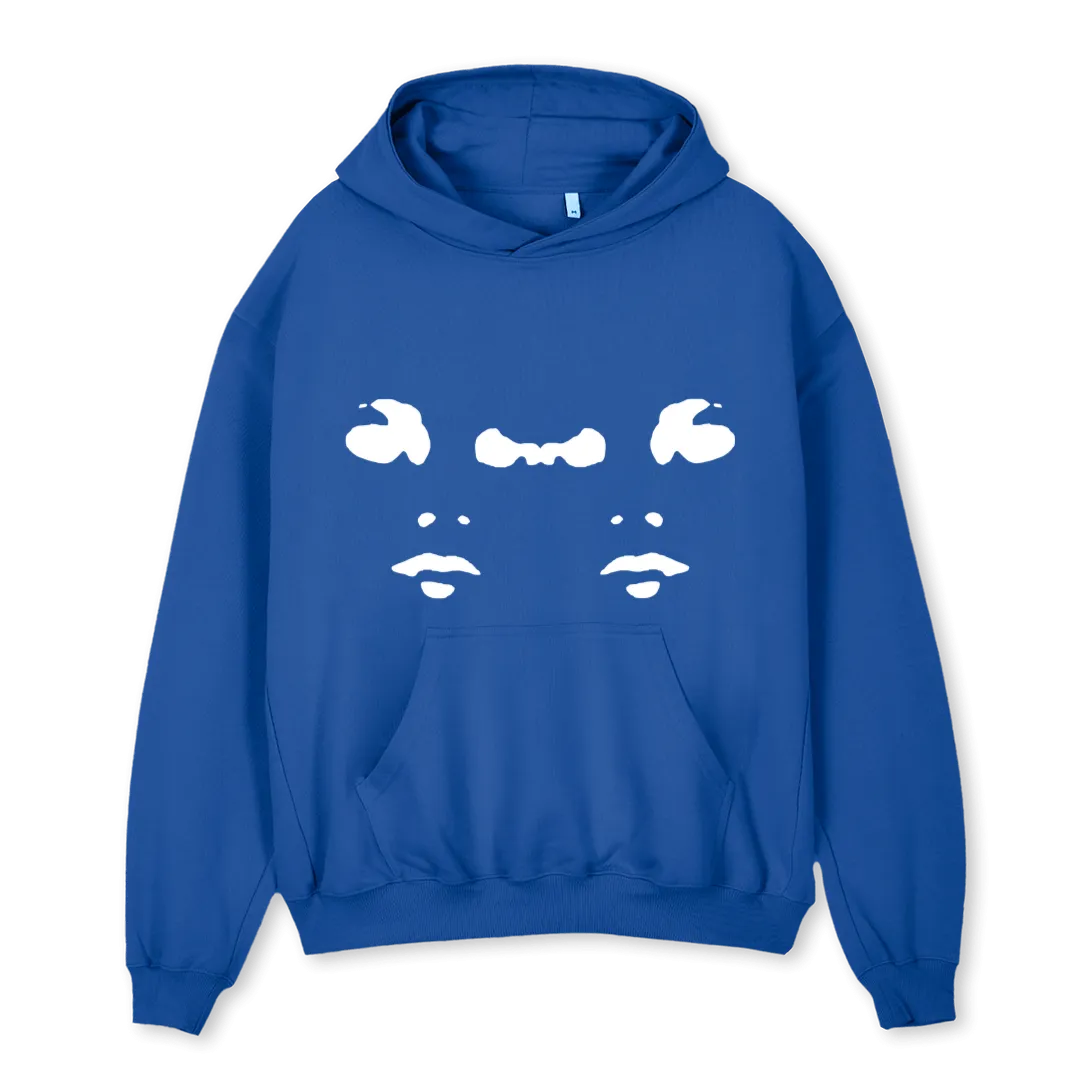 TWOFACES STAINED Cobalt Blue Oversized Hoodie.