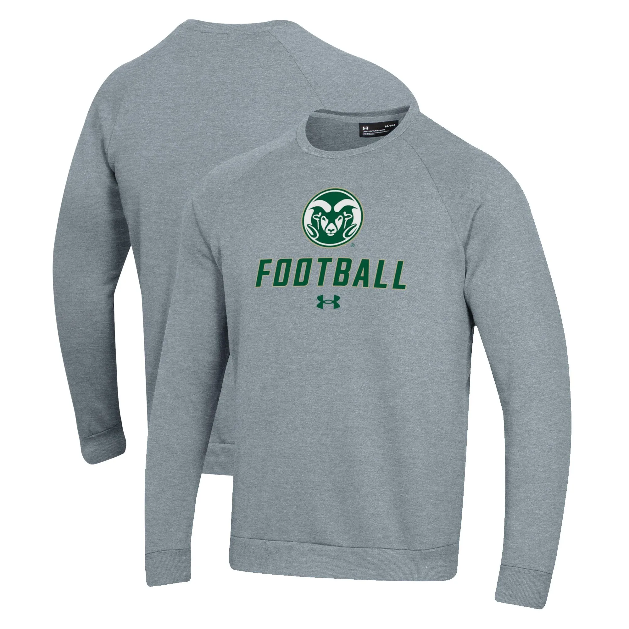 Under Armour  Colorado State Rams Grey Football Rival Fleece Raglan Pullover Sweatshirt