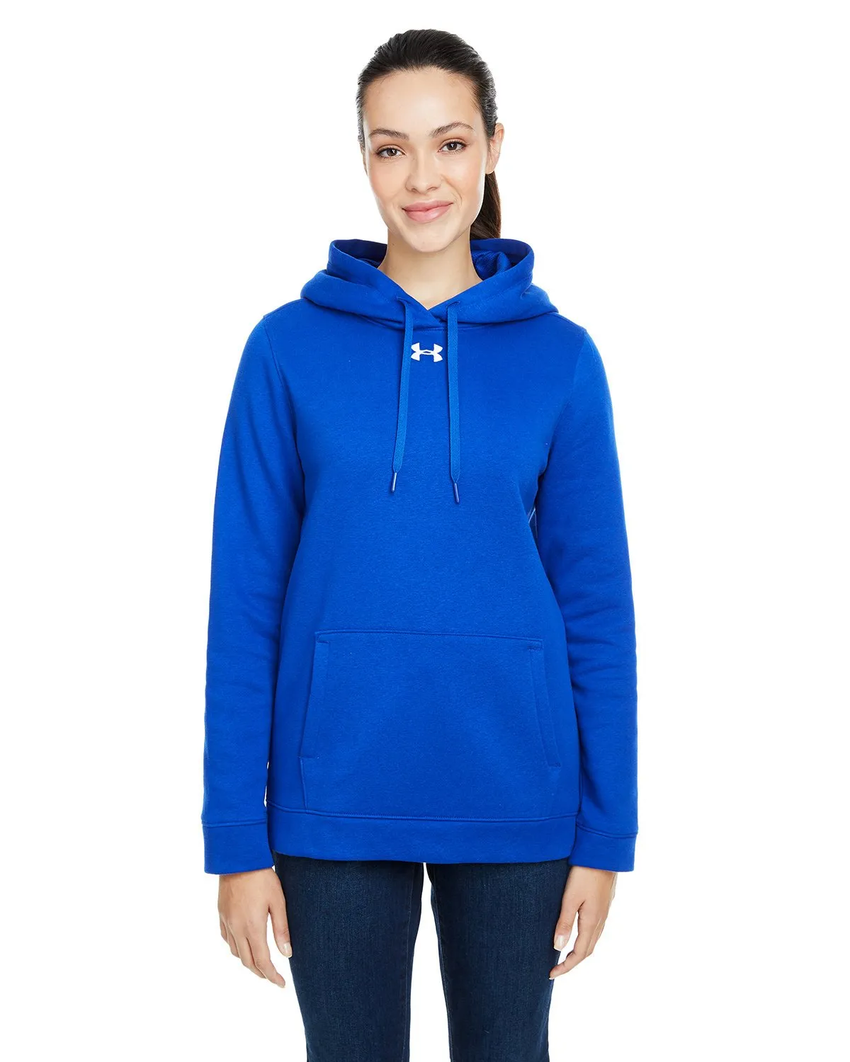 Under Armour Ladies Hustle Pullover Hooded Sweatshirt 1300261 ROYAL/ WHT 400