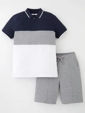 V by Very Boys Short SleevePolo & Sweat Short Set - Multi