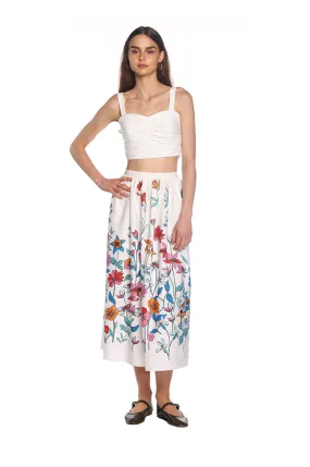 White Hibiscus Midi Skirt