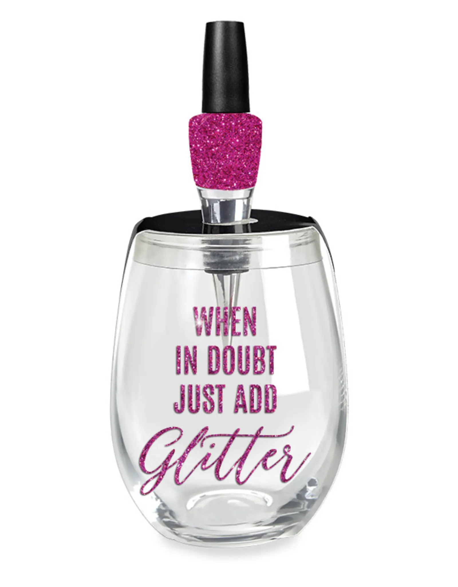   Wine Glass Stopper Set When in Doubt Add Glitter