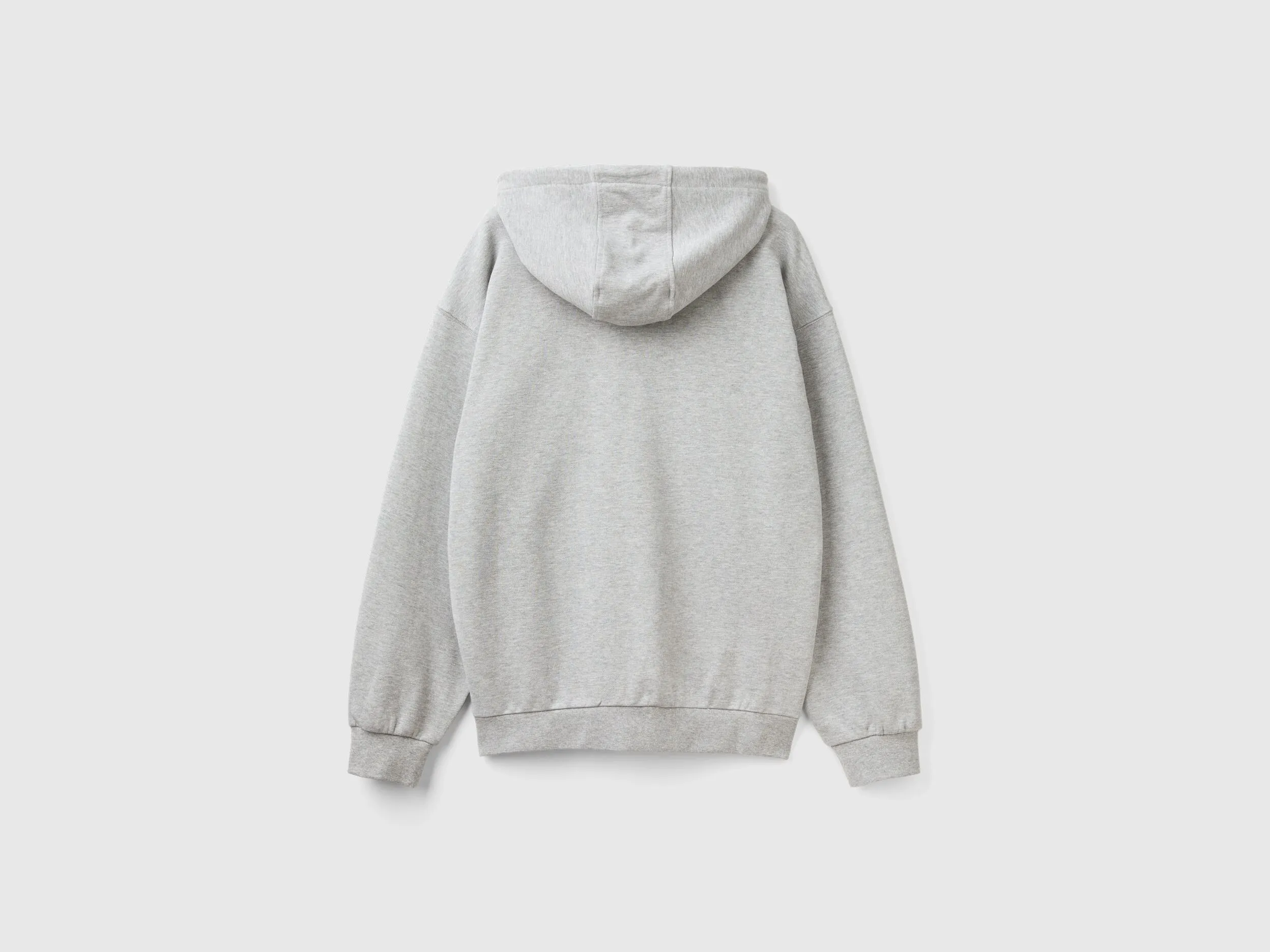 Zip-up hoodie in cotton - Light Gray | Benetton